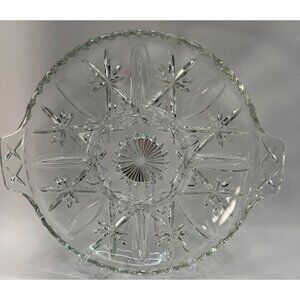 Vtg Anchor Hocking Divided Platter W/ Handles